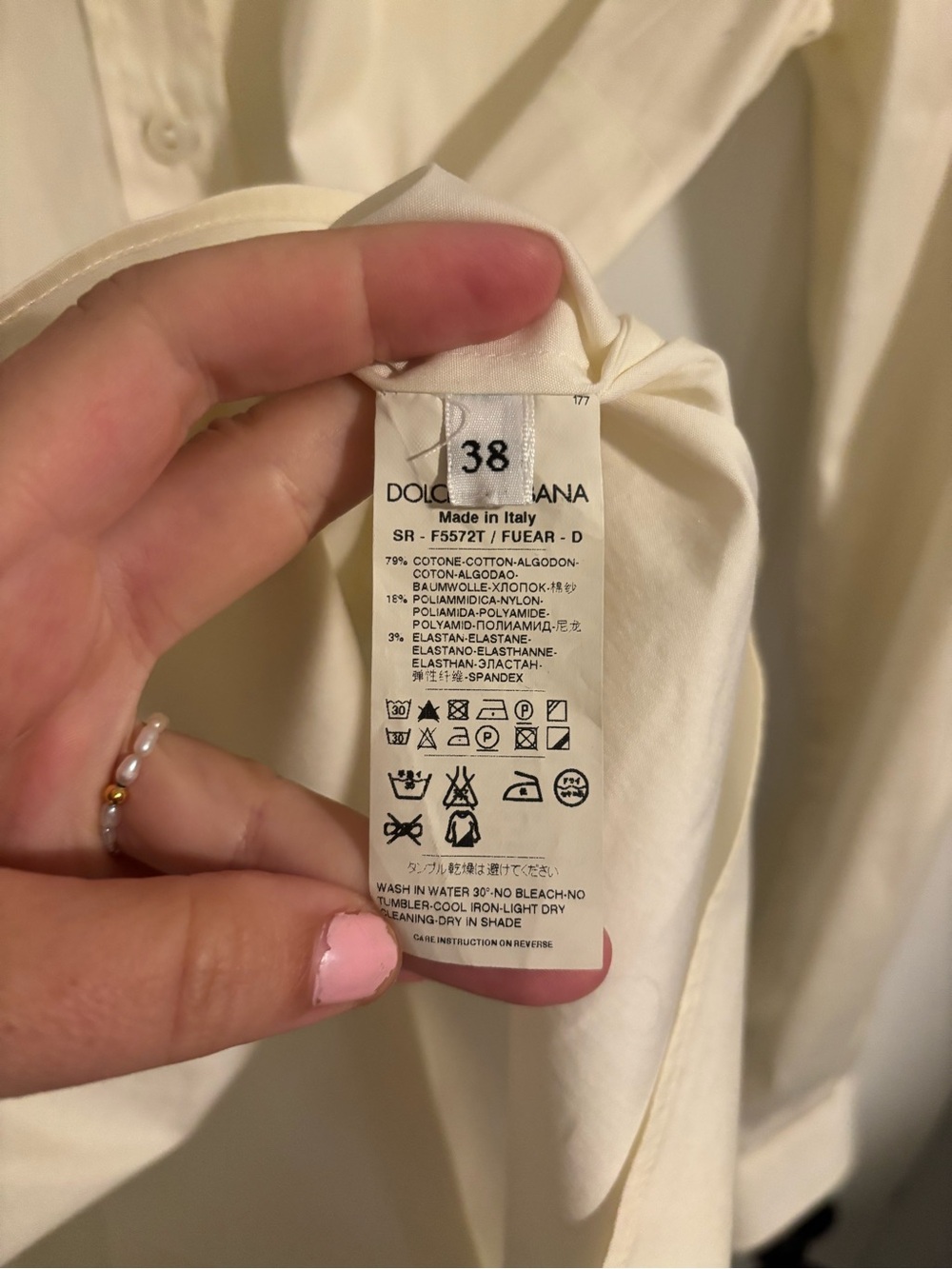 DOLCE & GABBANA Ecru Cotton Poplin Button Down Shirt Size 2 - Picture 6 of 7
